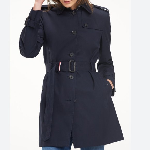 Tommy Hilfiger Blue Cotton Women's Trench Coat